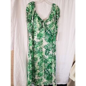Women's Madden Girl Green And White Floral Padded Short Sleeve Dress Size 1X